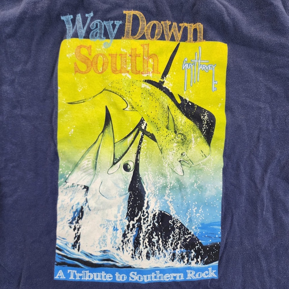 Guy Harvey Way Down South Blue Short Sleeve T-Shirt Men's M